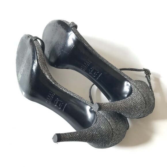 Stuart Weitzman Naked Glitter Sandals Heels Womens 7 Gray Pewter Leather Nudist - Picture 12 of 13